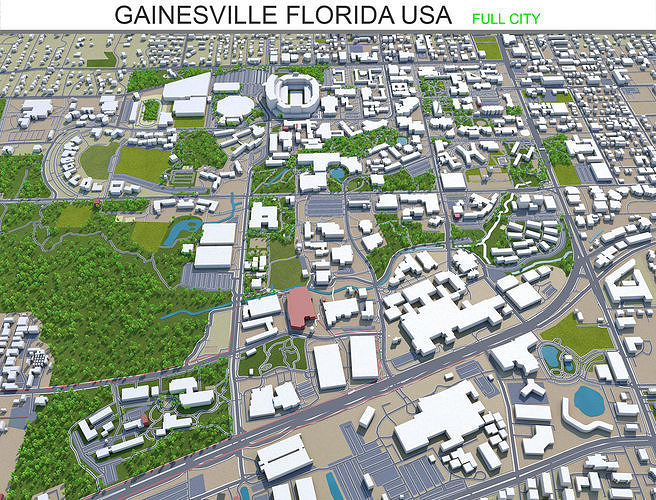 Gainesville Florida USA 30km Low-poly 3D model