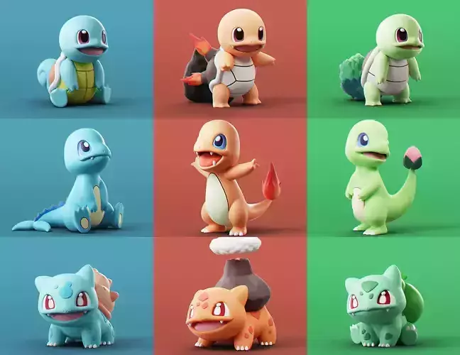 Pokemon - All Starters 3D Model Collection