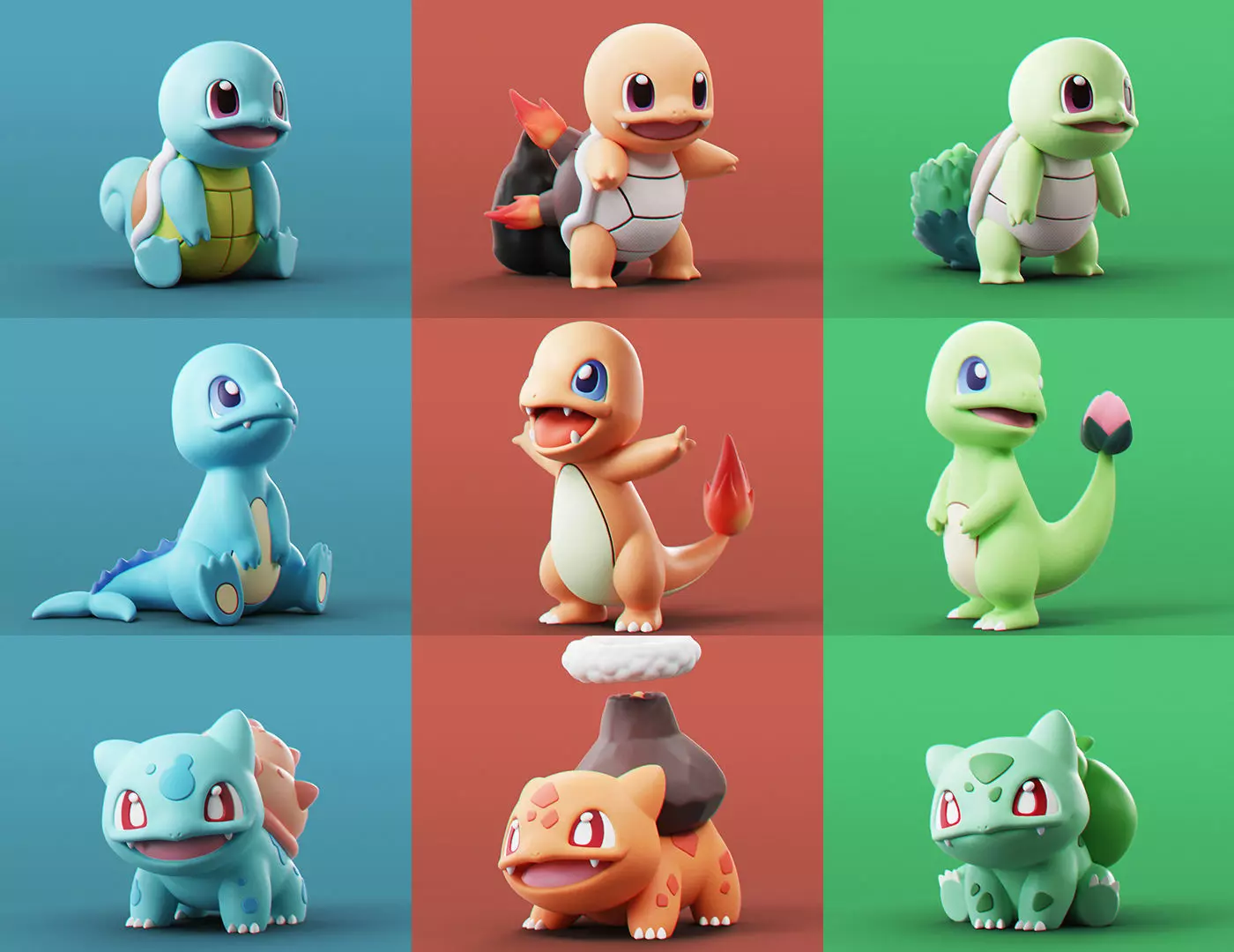 Pokemon - All Starters 3D Model Collection_0