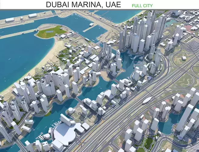 Dubai Marina UAE Low-poly 3D model