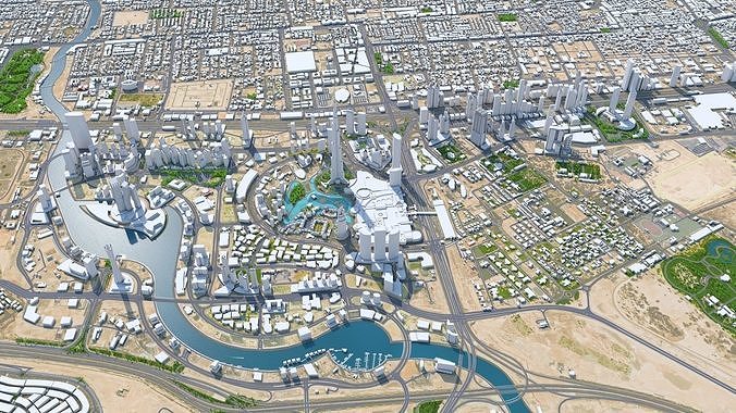 Dubai Business Bay UAE Low-poly 3D model 4
