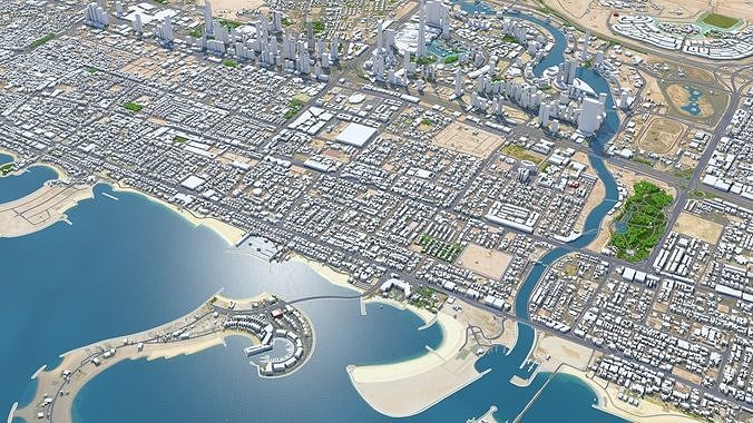 Dubai Business Bay UAE Low-poly 3D model 6