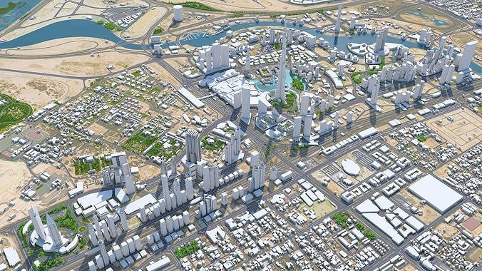 Dubai Business Bay UAE Low-poly 3D model 7