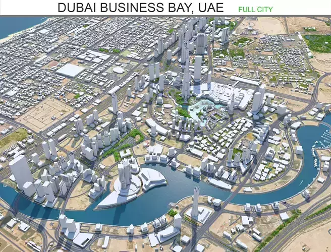 Dubai Business Bay UAE Low-poly 3D model