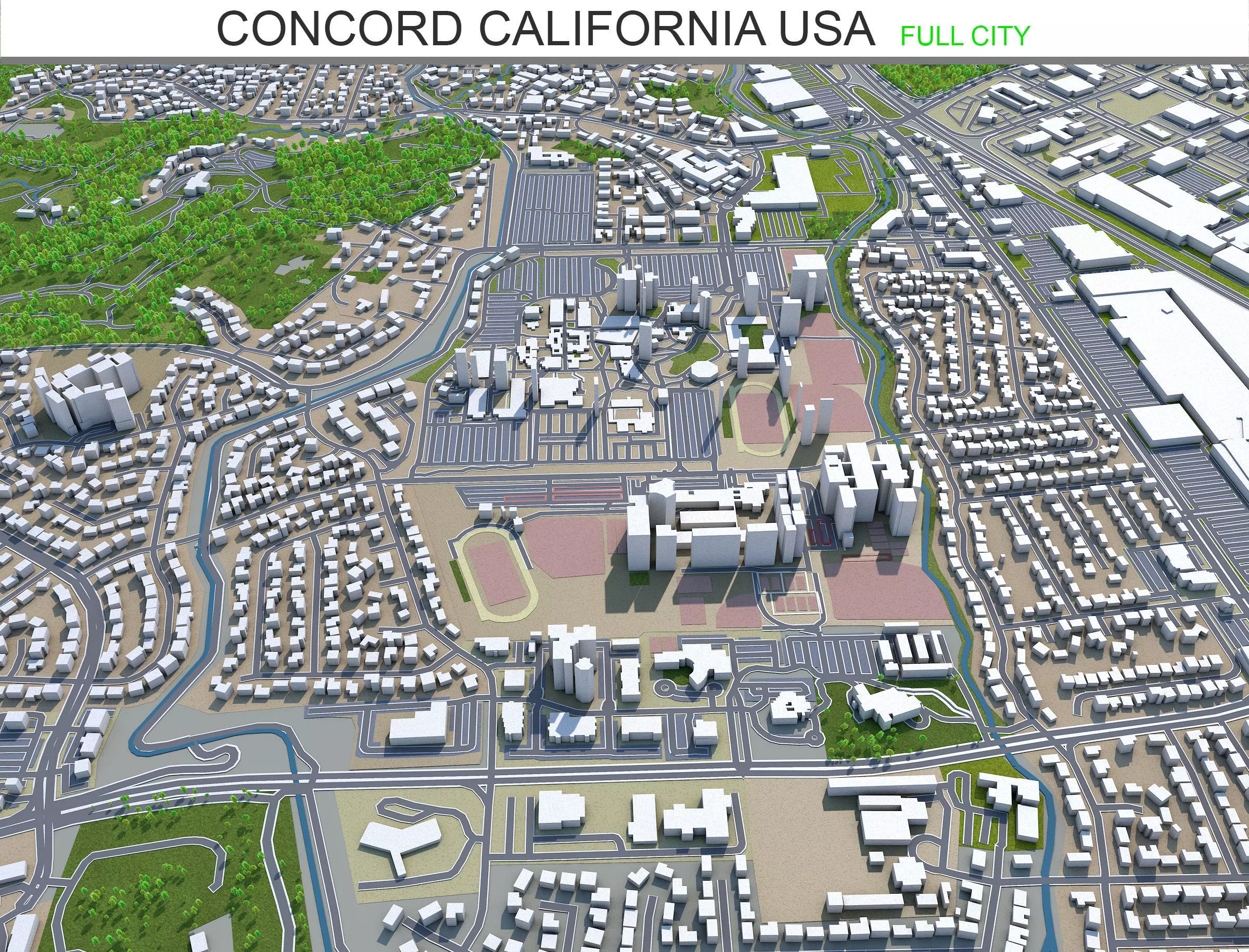 Concord California USA 20km Low-poly 3D model