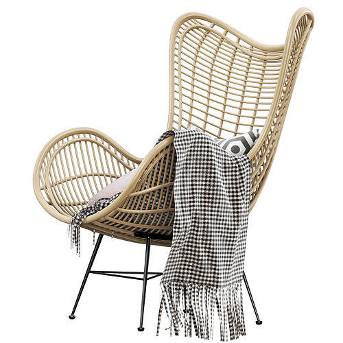 HK Living Natural rattan egg chair 3D model 3