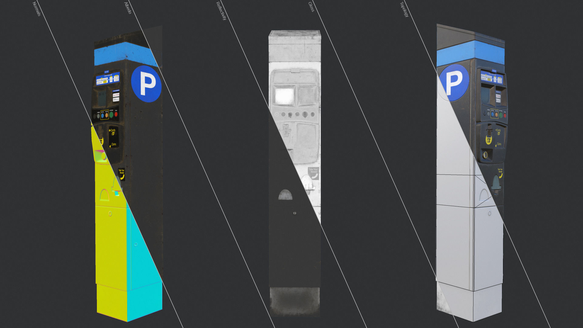 Parking Meter Low-poly 3D model_10