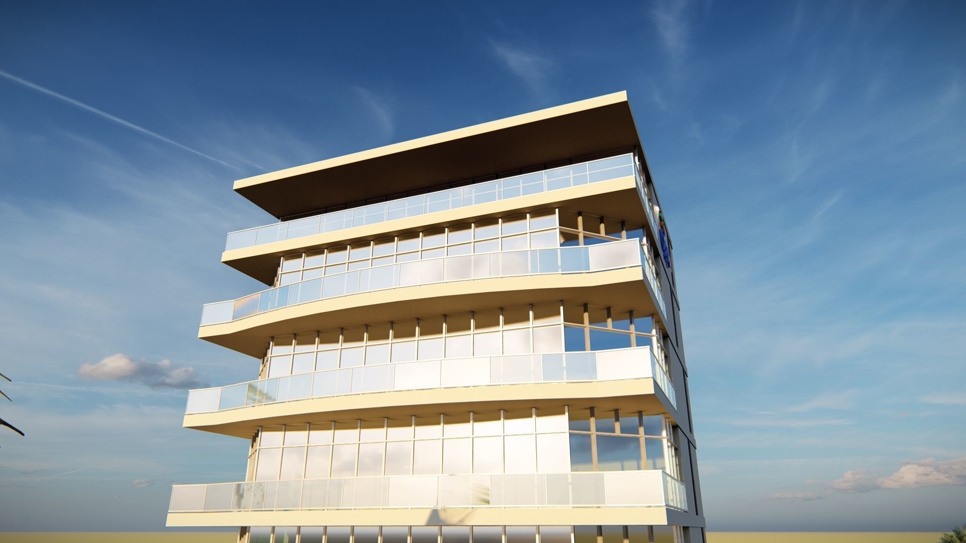 Office Highrise Building Low-poly 3D model_6