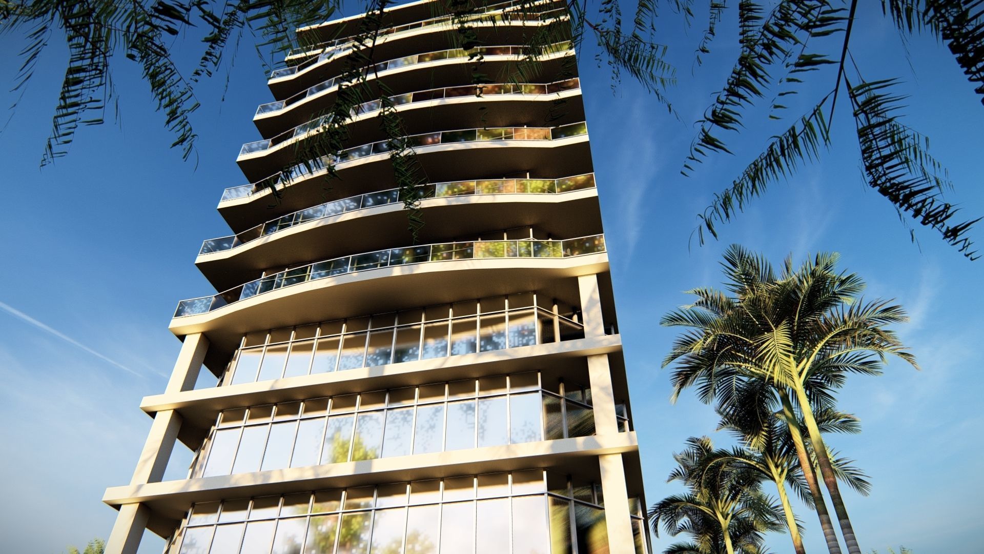 Office Highrise Building Low-poly 3D model_3