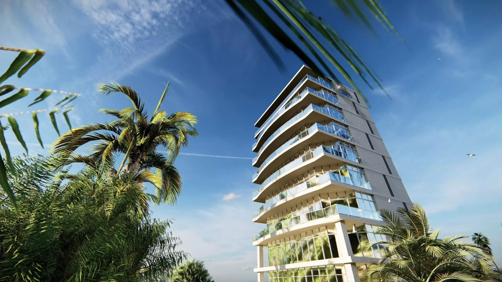 Office Highrise Building Low-poly 3D model_0