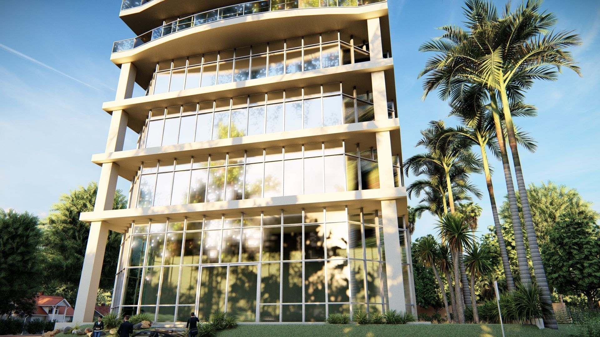 Office Highrise Building Low-poly 3D model_4