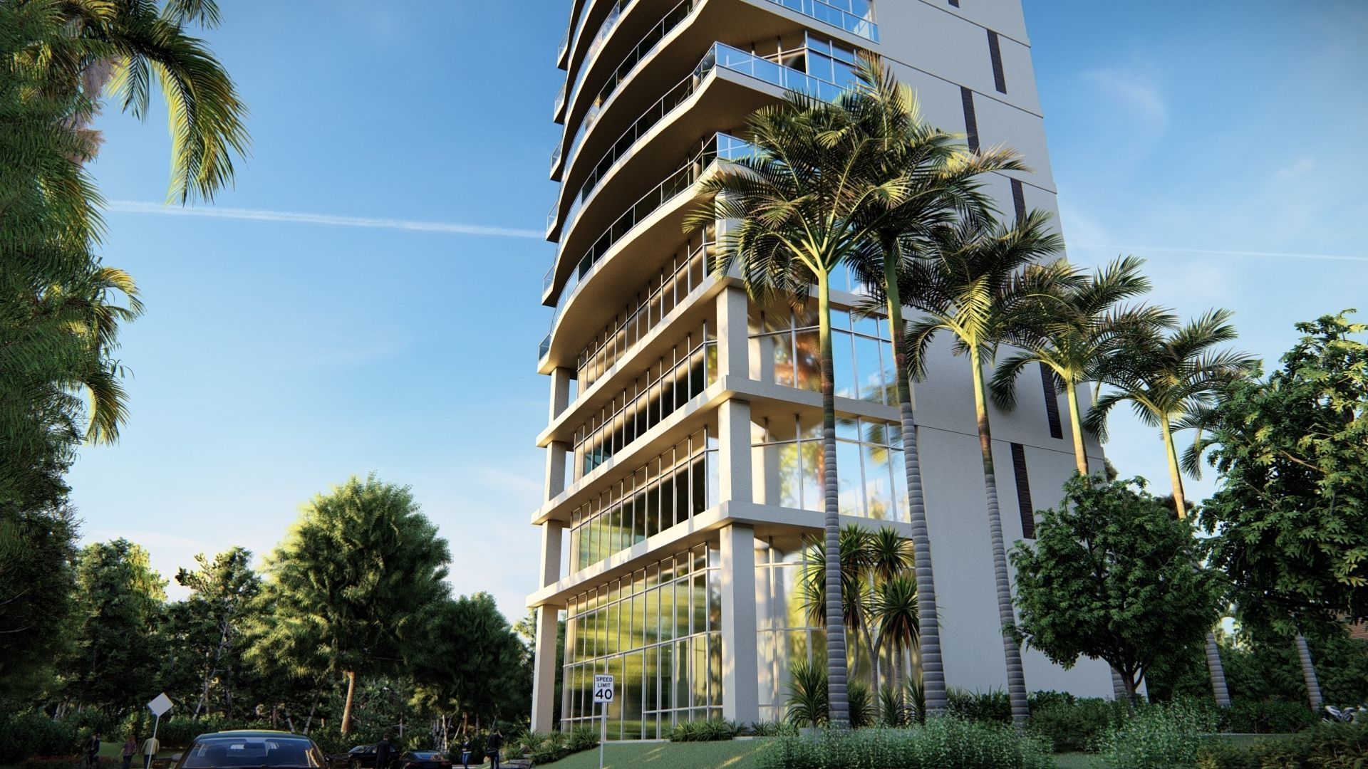 Office Highrise Building Low-poly 3D model_2