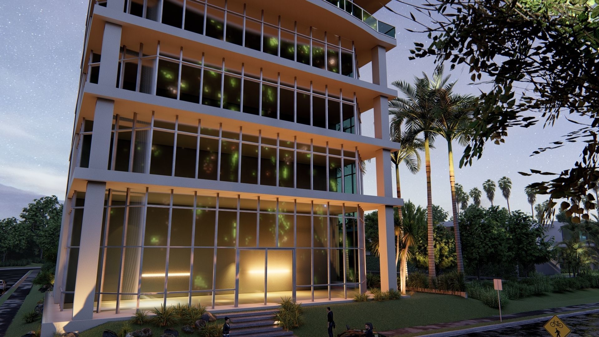 Office Highrise Building Low-poly 3D model_5