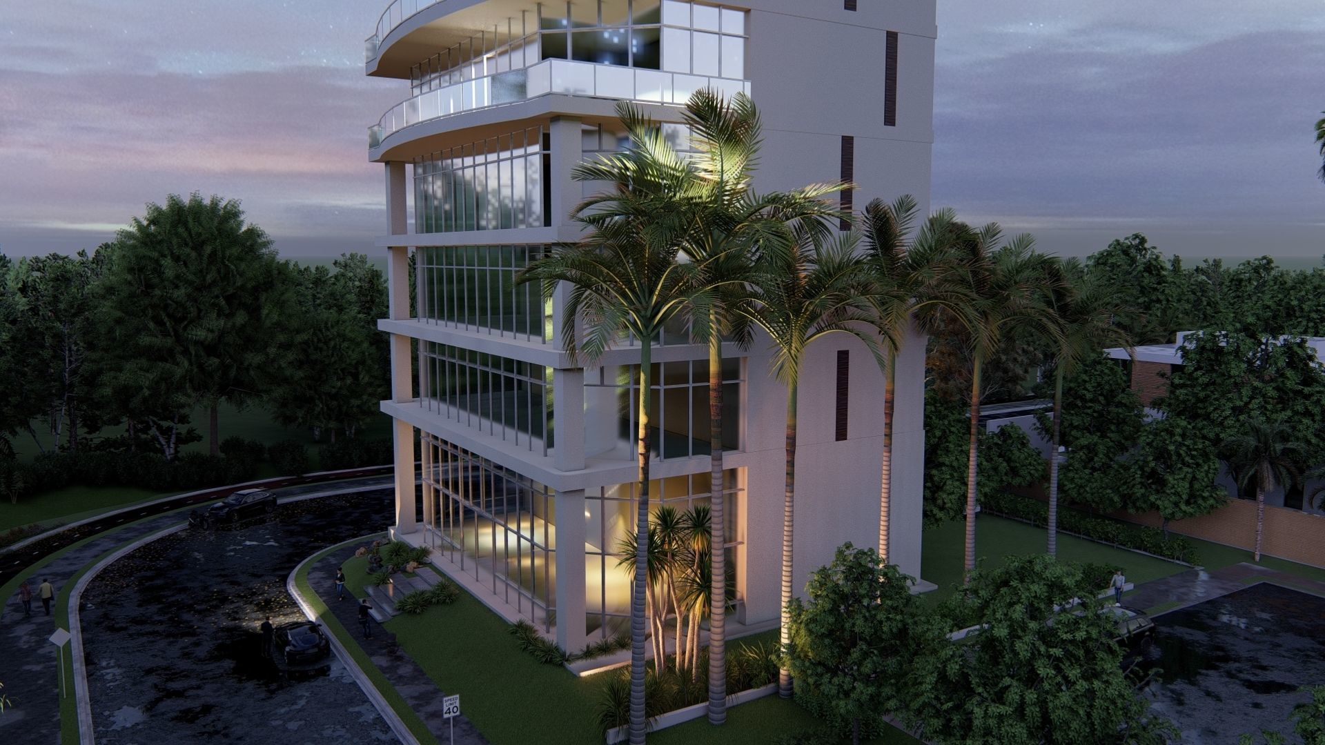 Office Highrise Building Low-poly 3D model_1