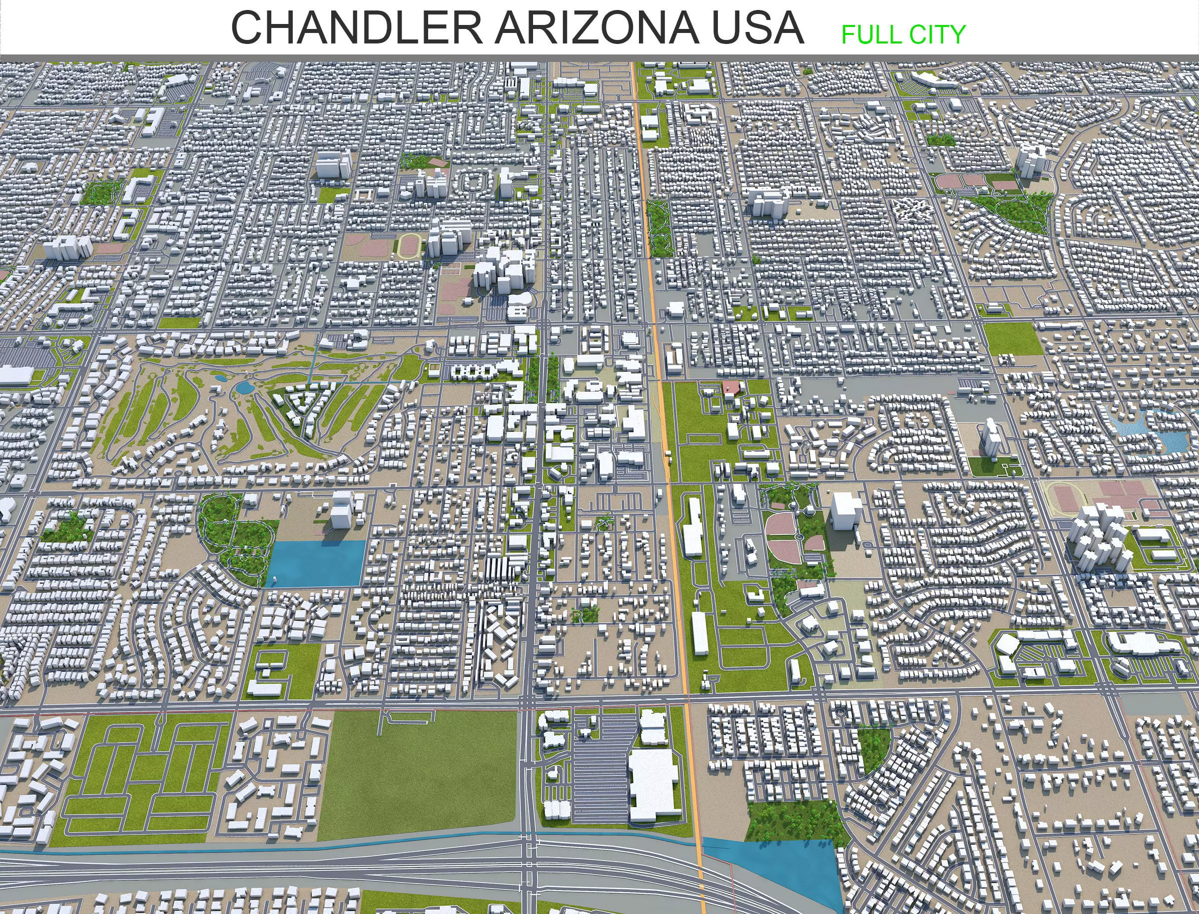 Chandler Arizona USA 25km Low-poly 3D model
