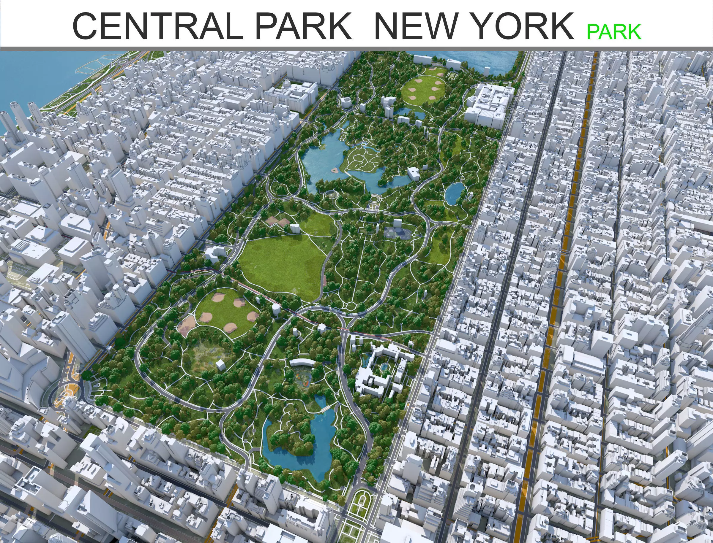 Central Park - Manhattan - New York  Low-poly 3D model_0