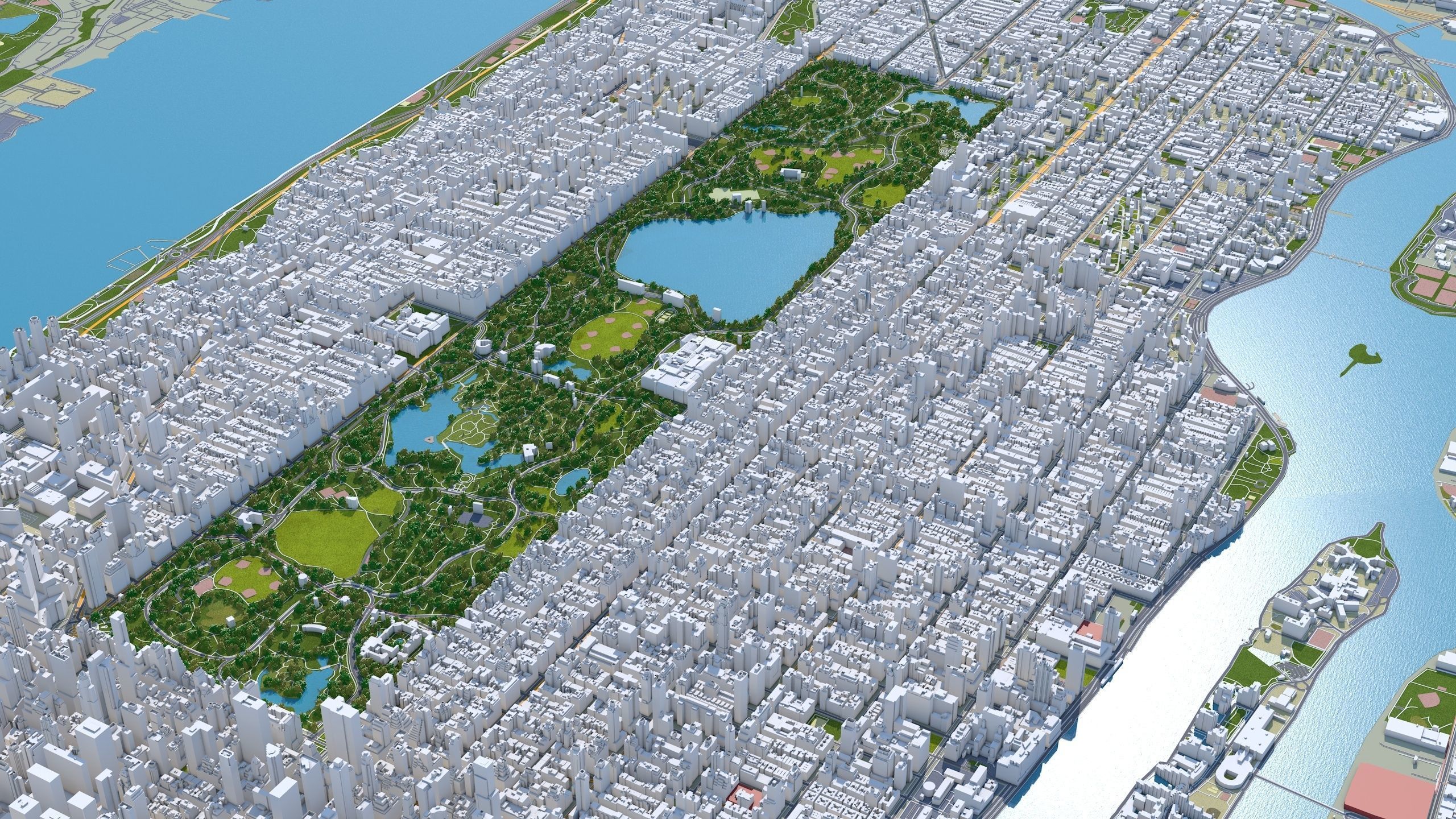Central Park - Manhattan - New York  Low-poly 3D model_7