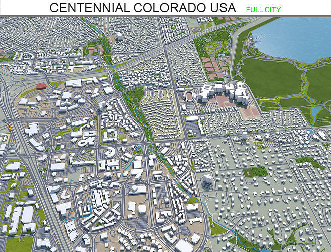 Centennial Colorado USA 40km Low-poly 3D model