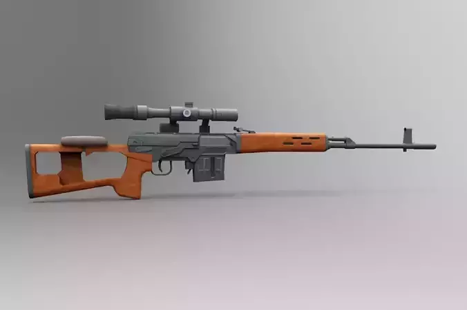 Dragunov SVD Low Poly Mobile Game Ready model