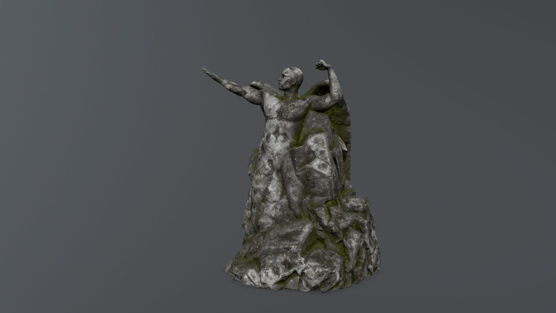 Man statue 1  Low-poly 3D model_7