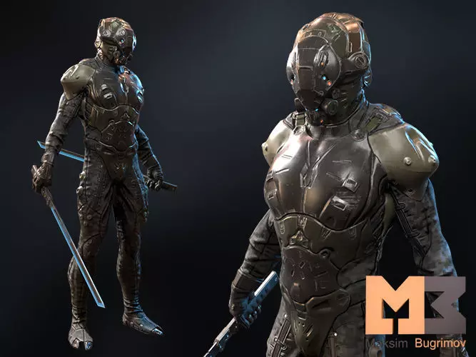 Sci Fi Character 01 Shadow Low-poly 3D model_0