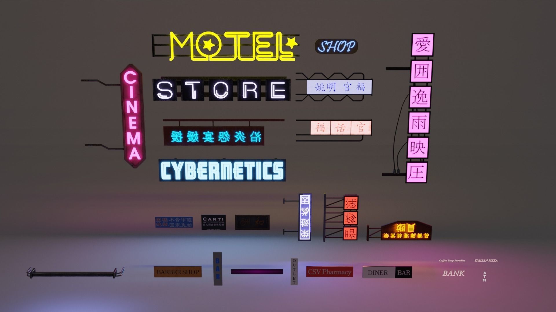 Cyberpunk - Asset Pack Low-poly 3D model_3