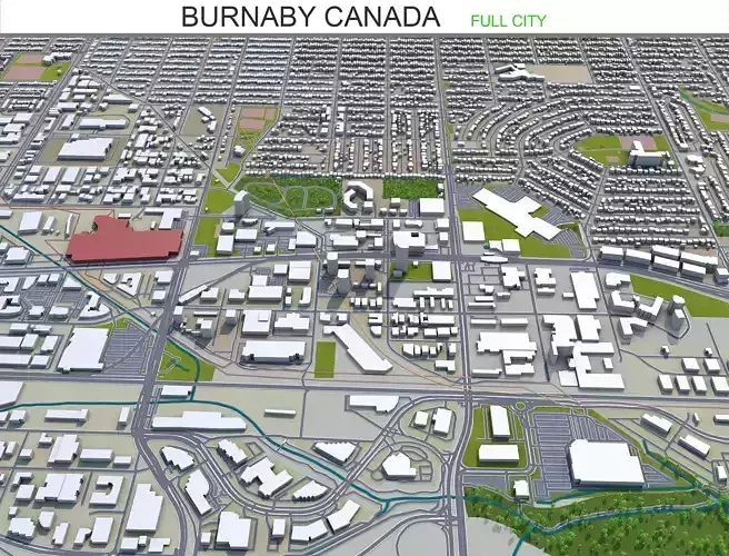 Burnaby Canada 20km Low-poly 3D model