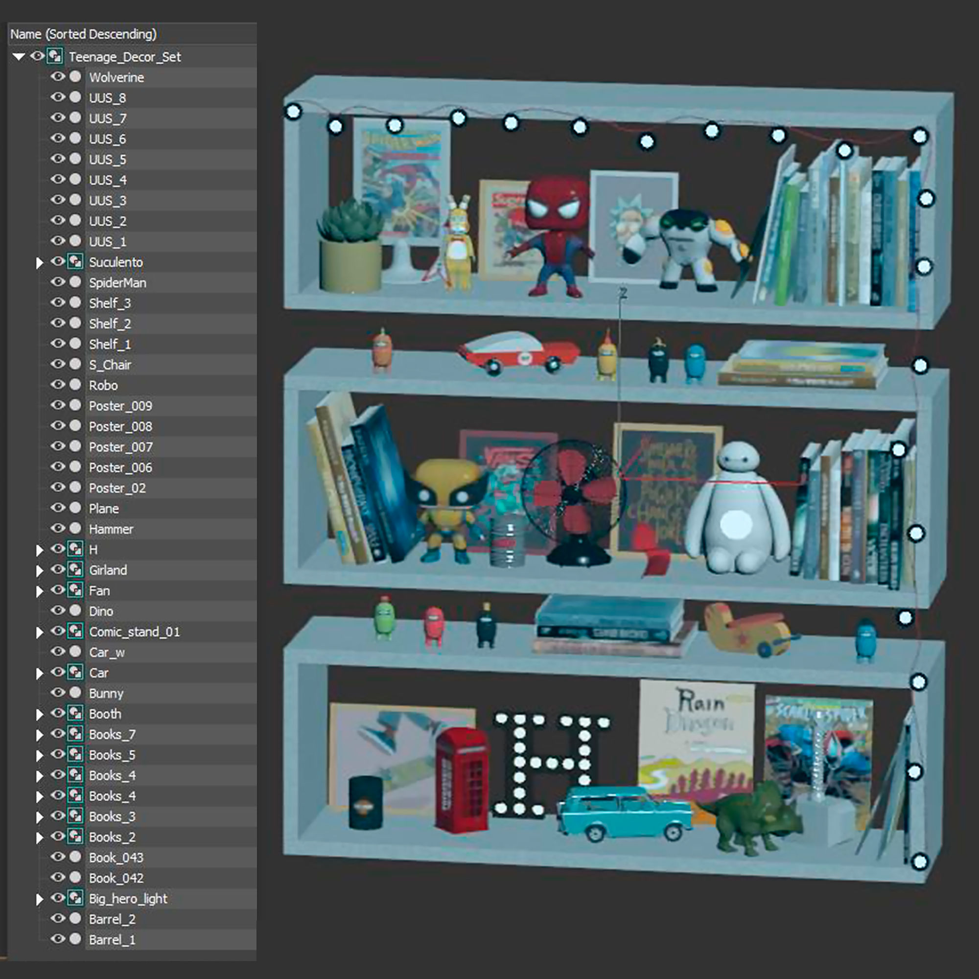 Teenage Decor Set 3D model_12