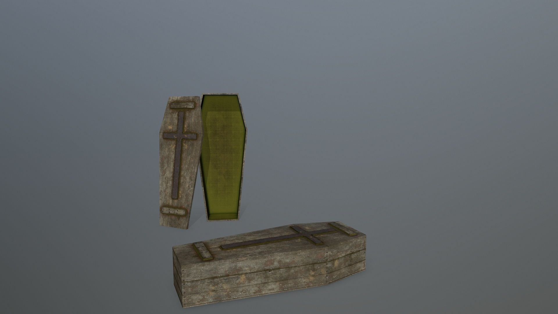 Tombstone Set stone column Low-poly 3D model_2