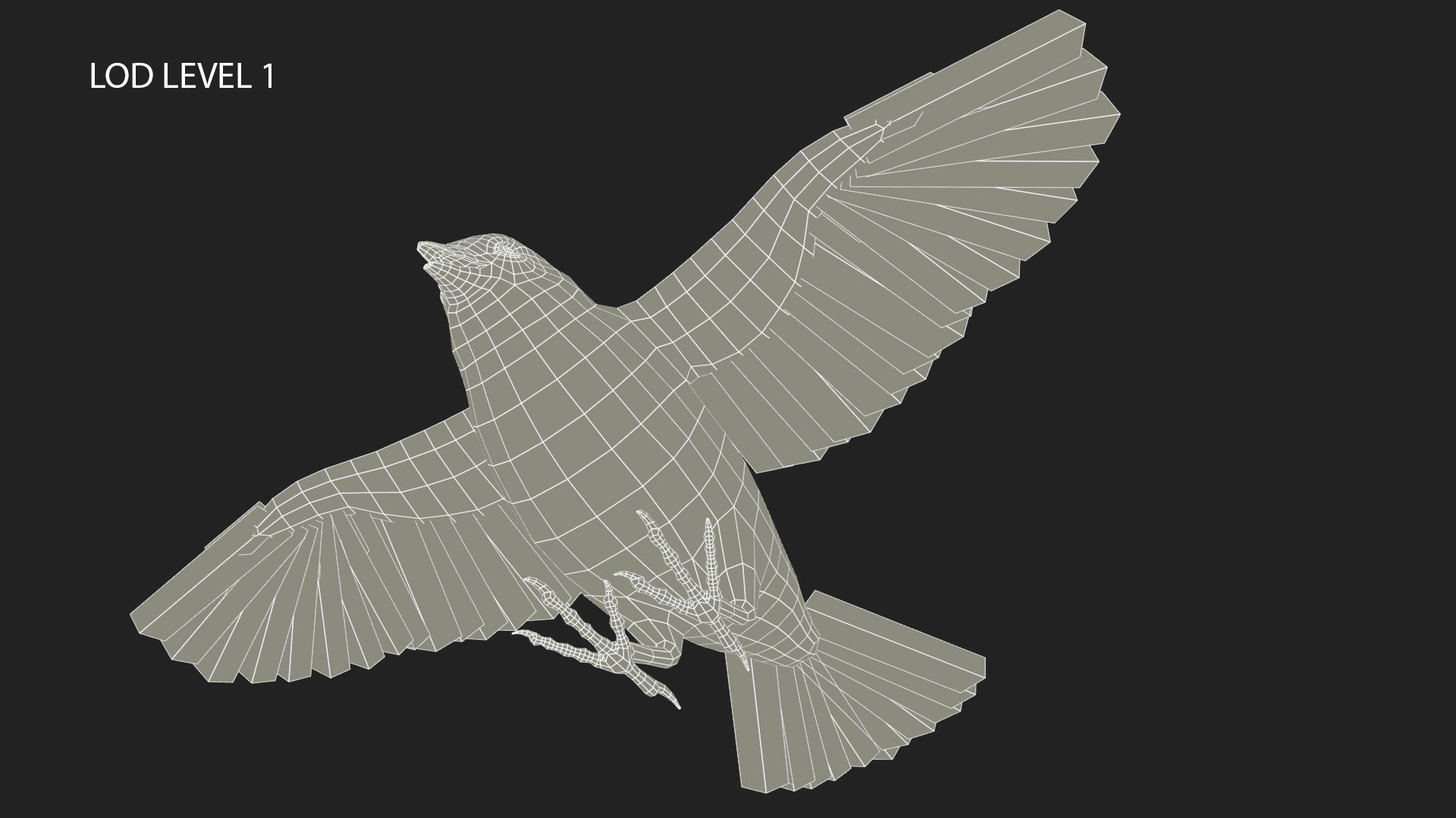 Sparrow flying in air Low-poly 3D model_18