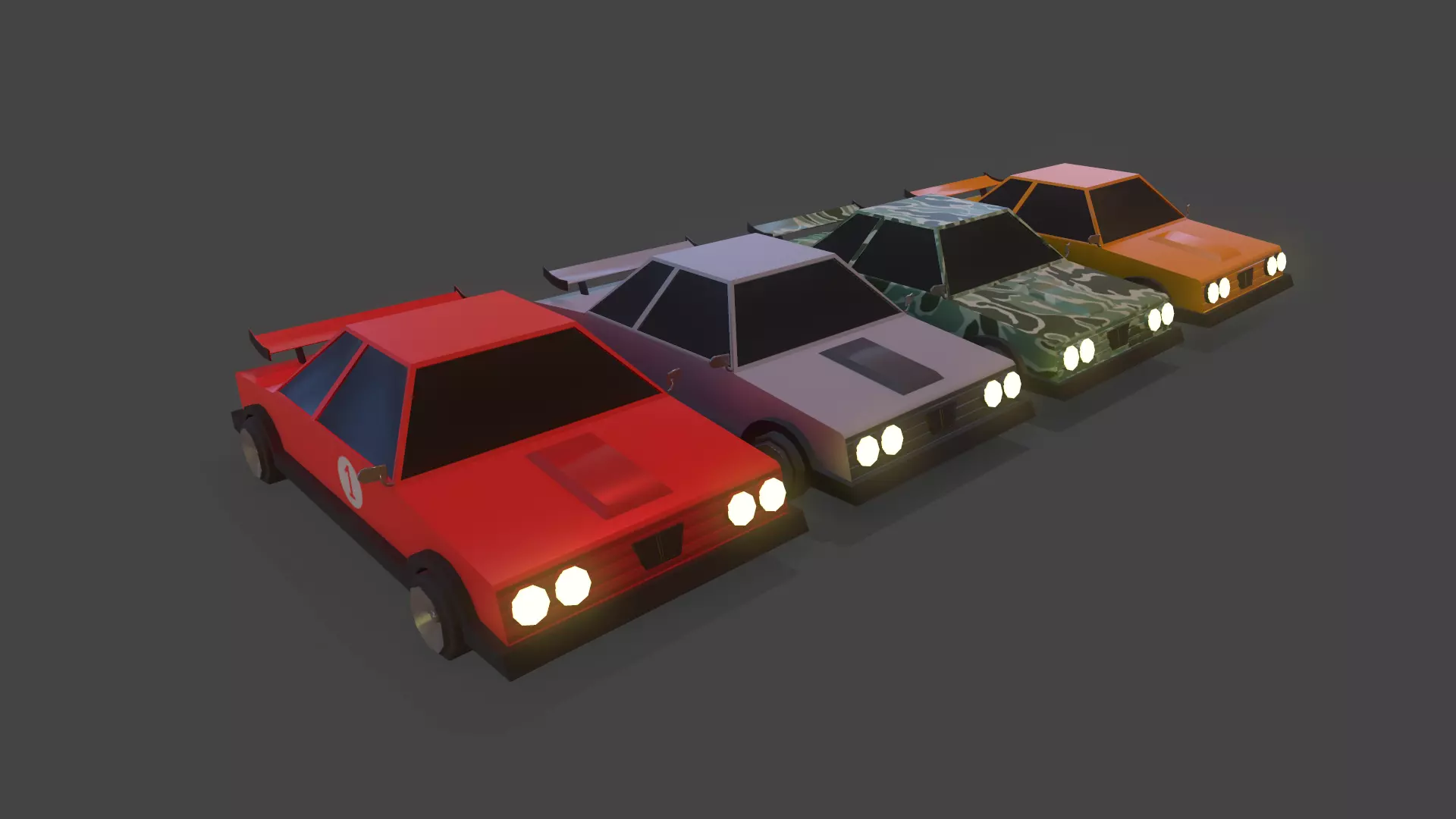 Car LowPoly with textures Collection Free low-poly 3D model