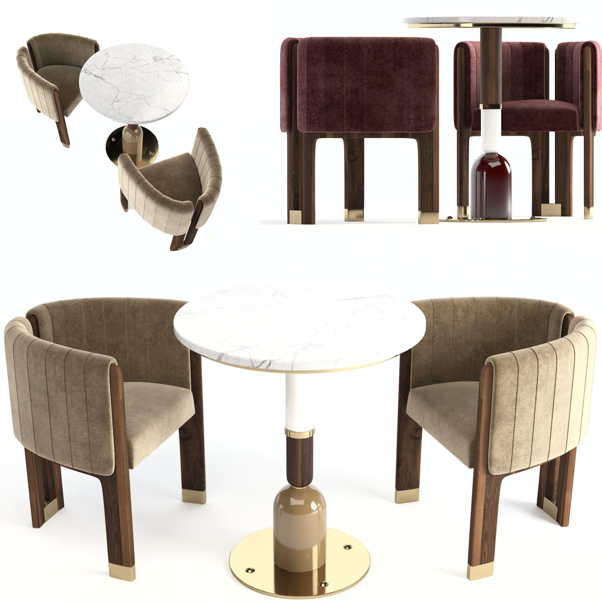 Mezzo Collection Chair and Dining Table 3D model_14