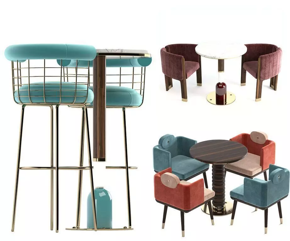 Mezzo Collection Chair and Dining Table 3D model_0