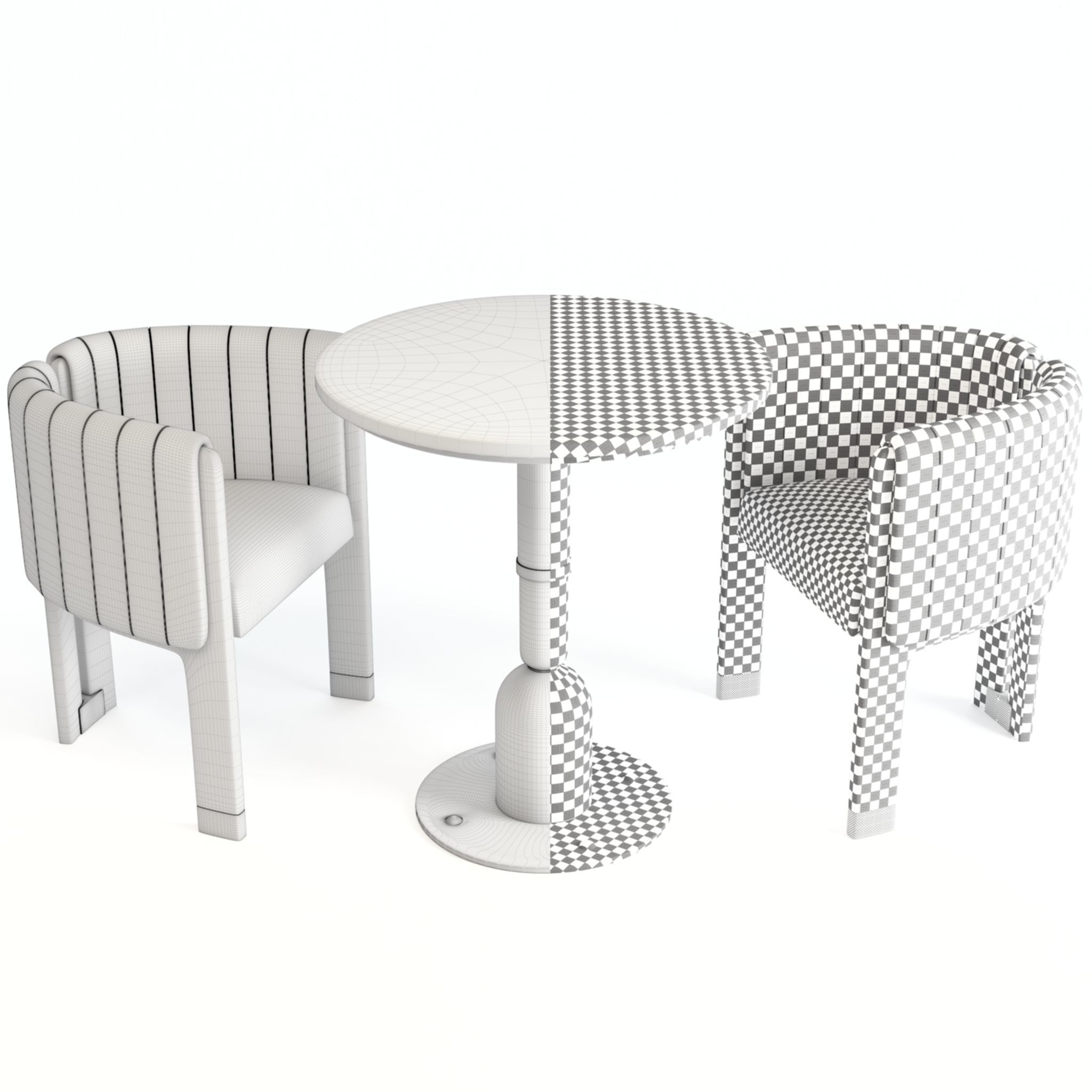 Mezzo Collection Chair and Dining Table 3D model_12