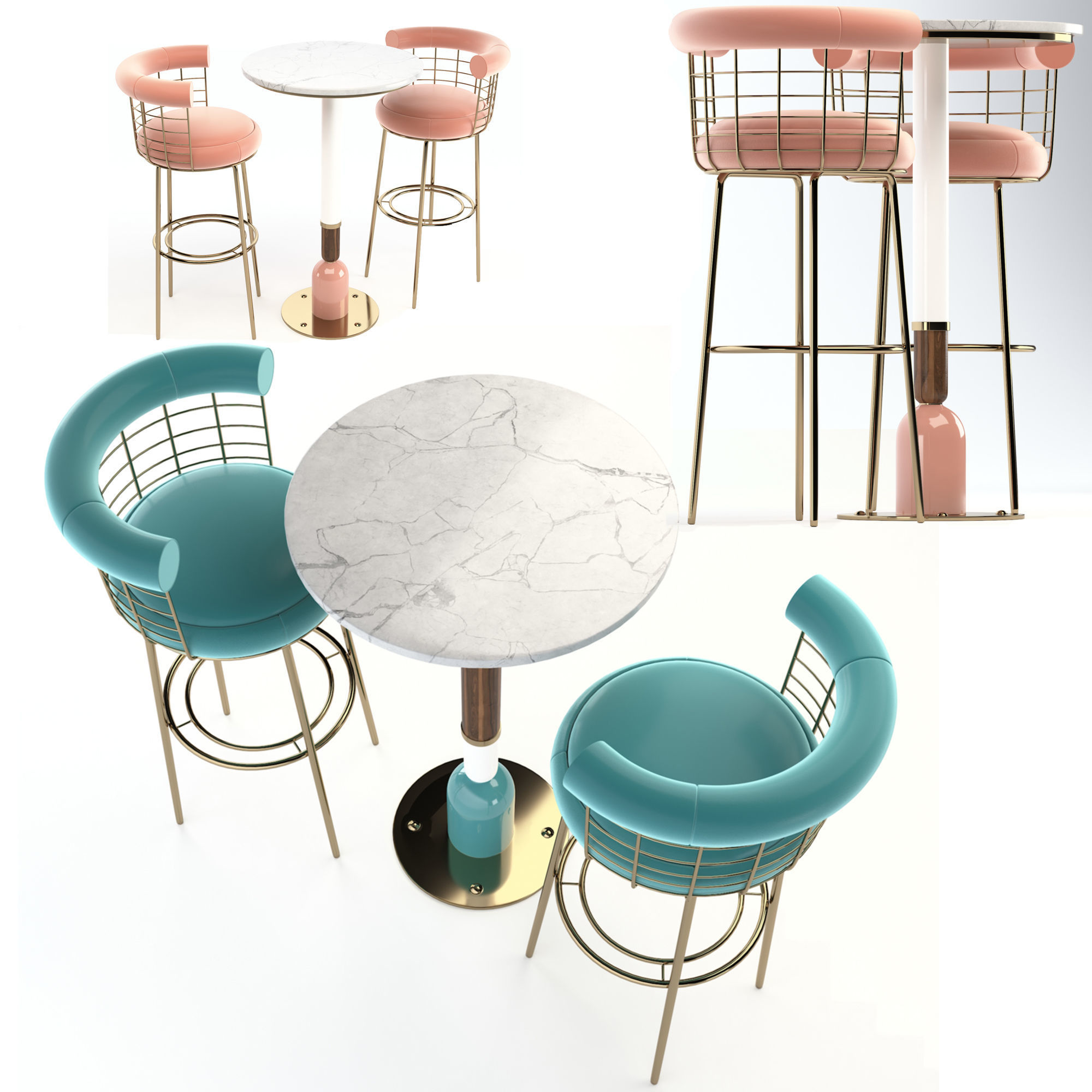 Mezzo Collection Chair and Dining Table 3D model_5