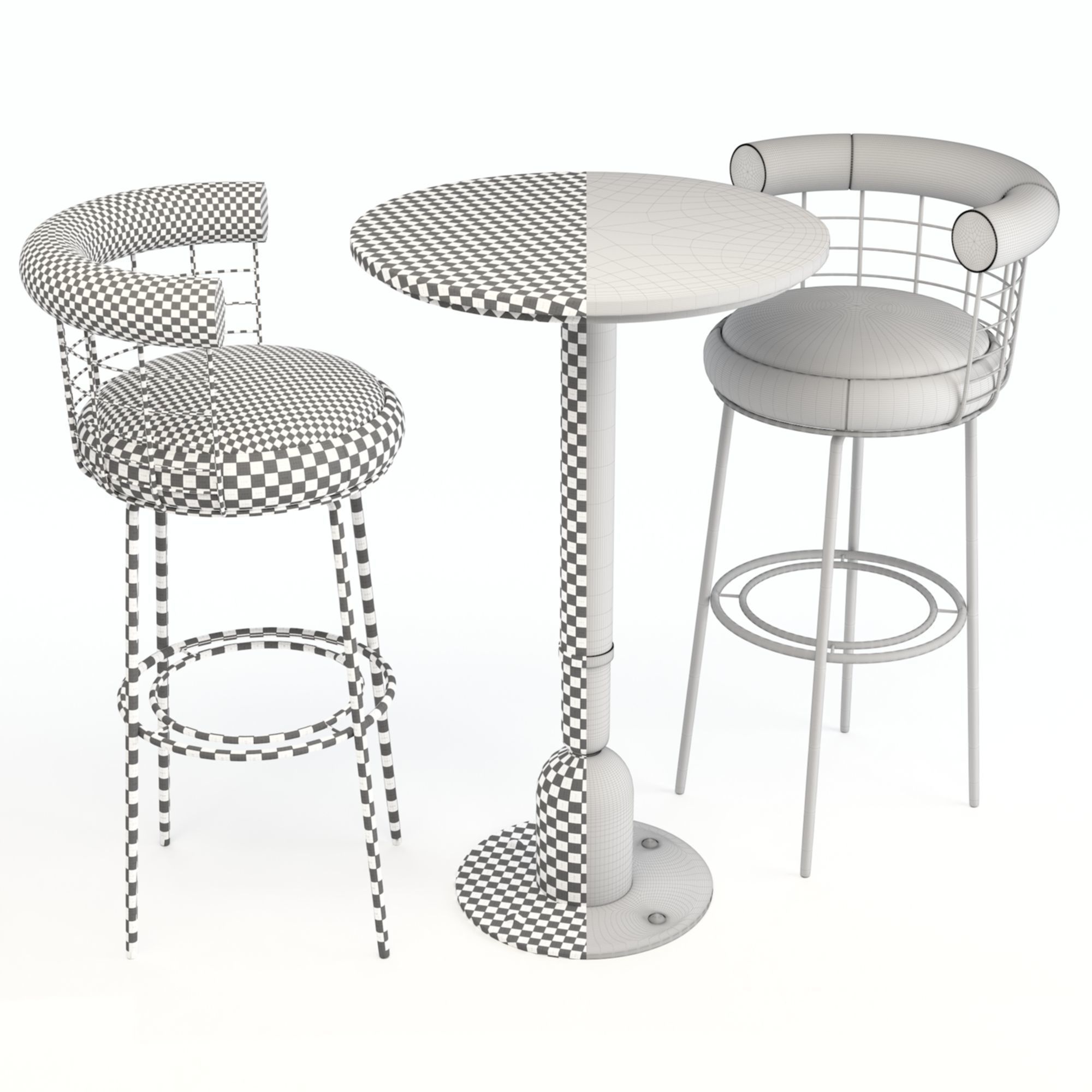 Mezzo Collection Chair and Dining Table 3D model_6