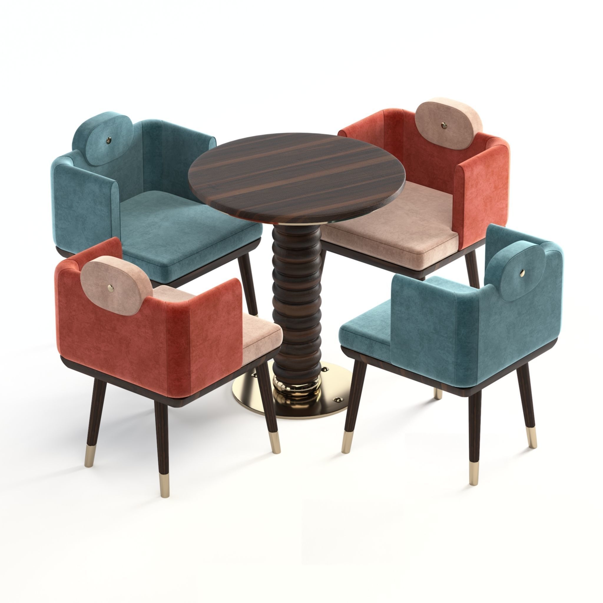 Mezzo Collection Chair and Dining Table 3D model_1
