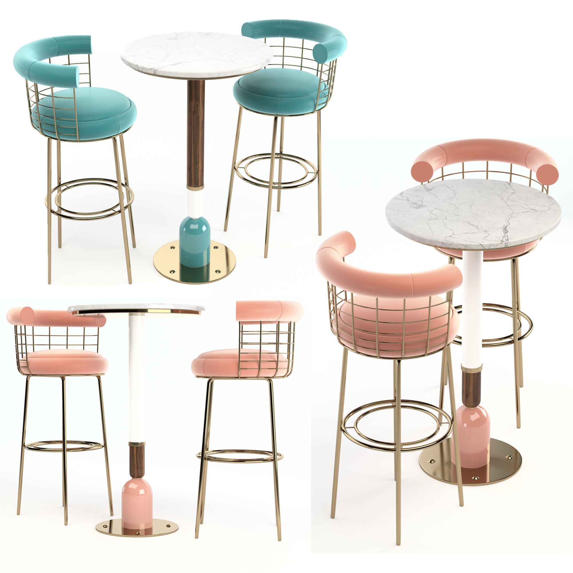 Mezzo Collection Chair and Dining Table 3D model_7