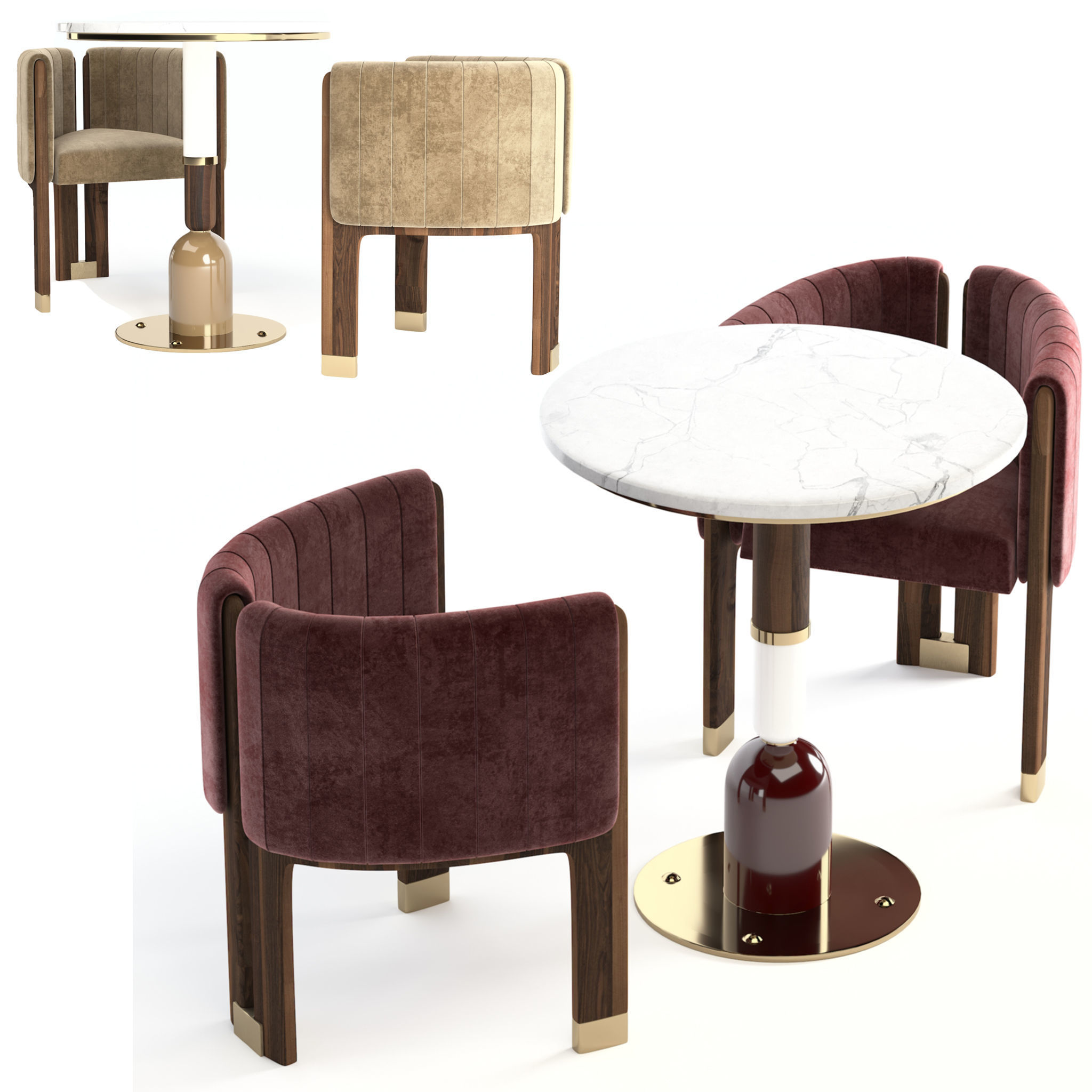 Mezzo Collection Chair and Dining Table 3D model_13