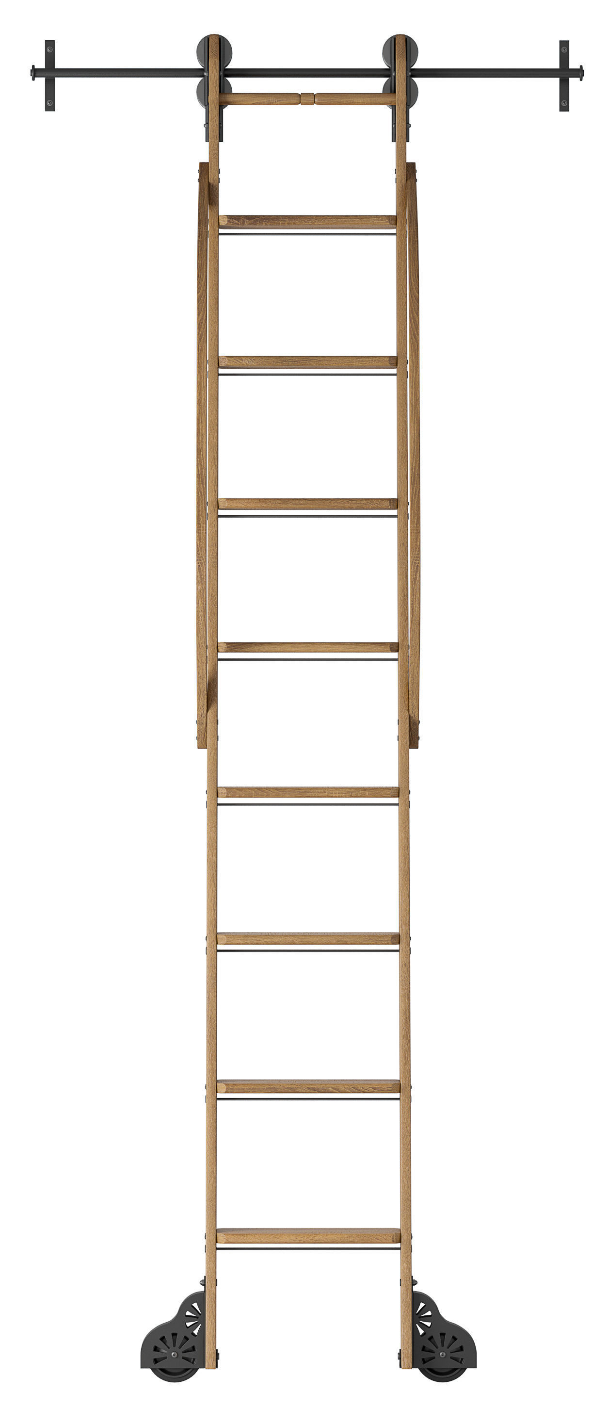 Custom Service Hardware Rolling Library Ladder Low-poly 3D model_5