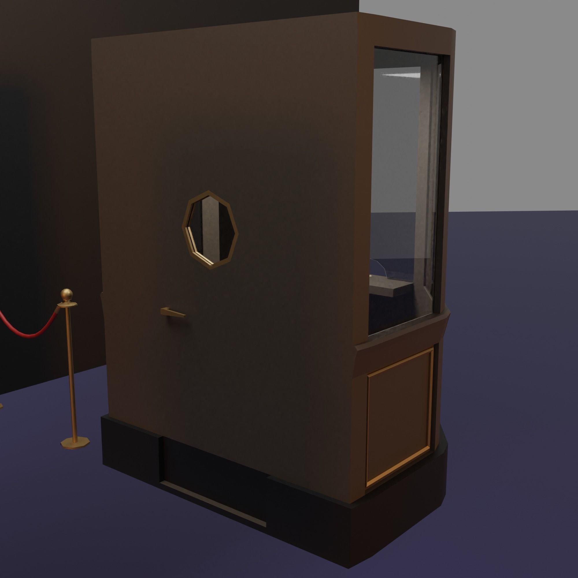 Cinema movie theater building Low-poly 3D model_13