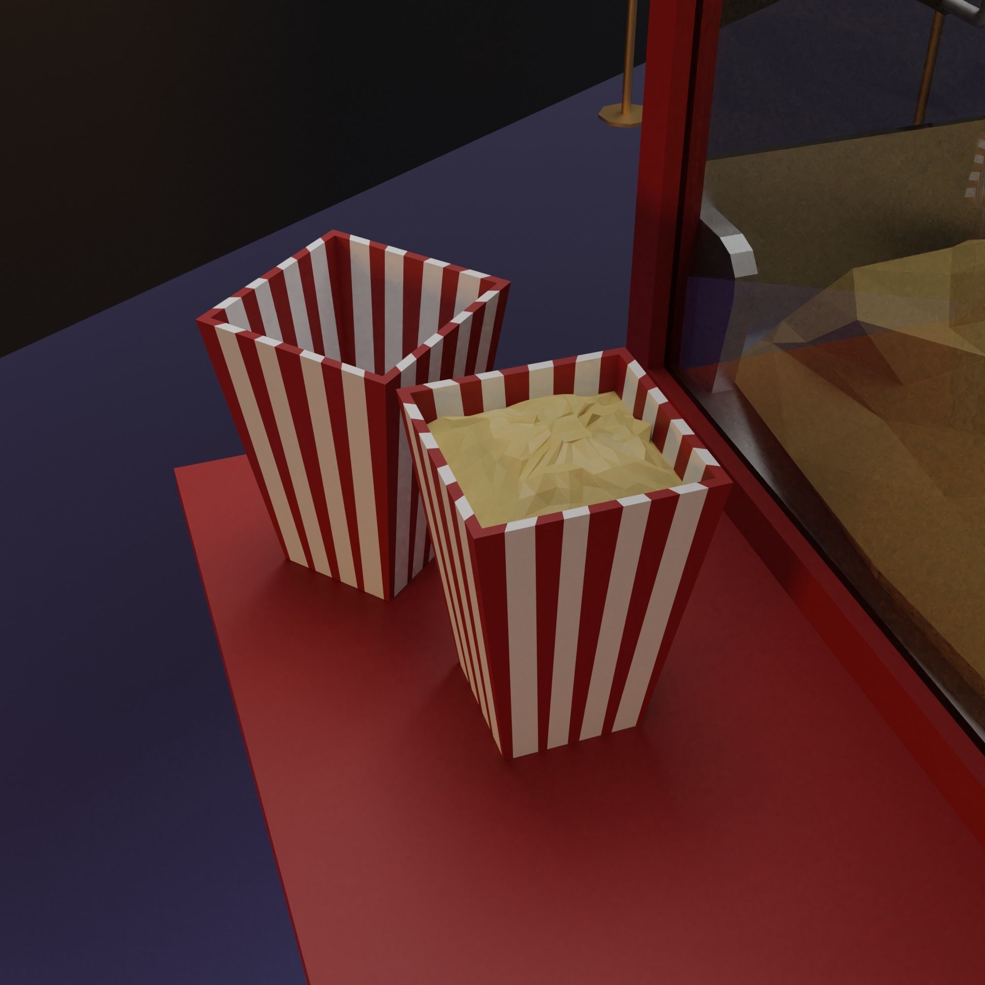Cinema movie theater building Low-poly 3D model_18