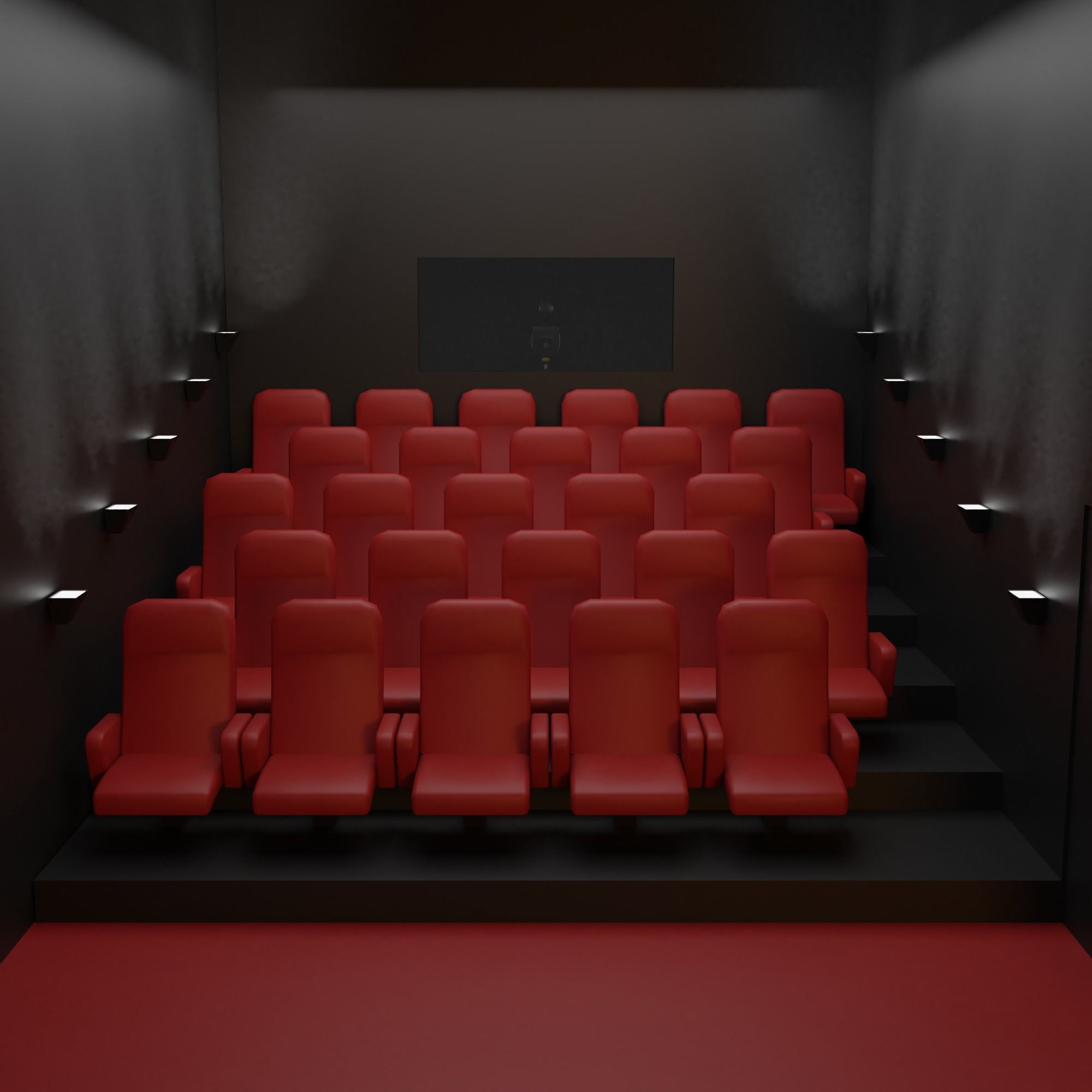 Cinema movie theater building Low-poly 3D model_23