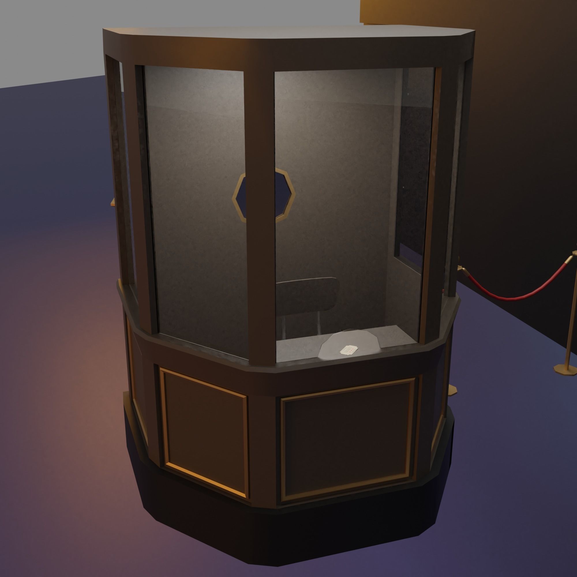 Cinema movie theater building Low-poly 3D model_10