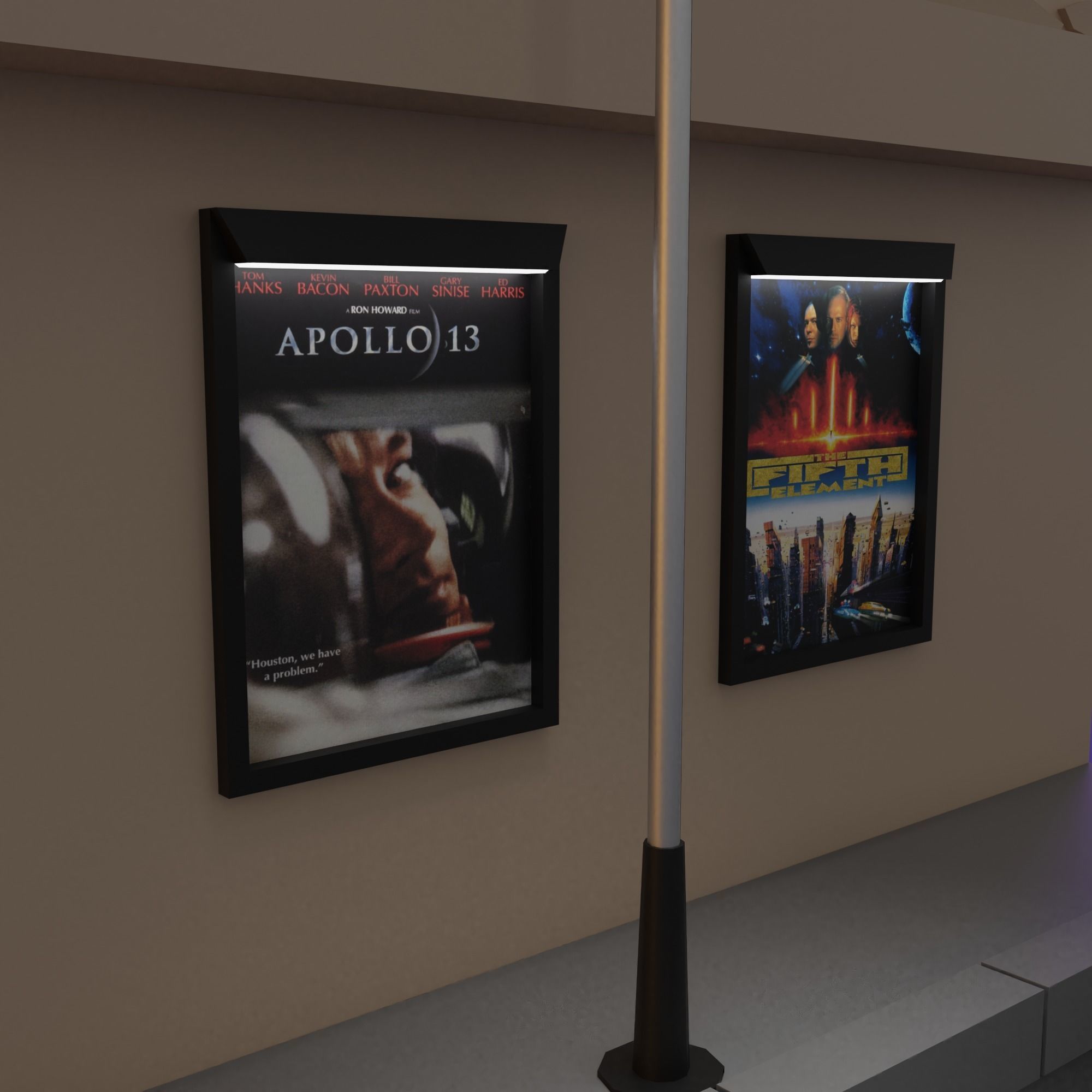 Cinema movie theater building Low-poly 3D model_4