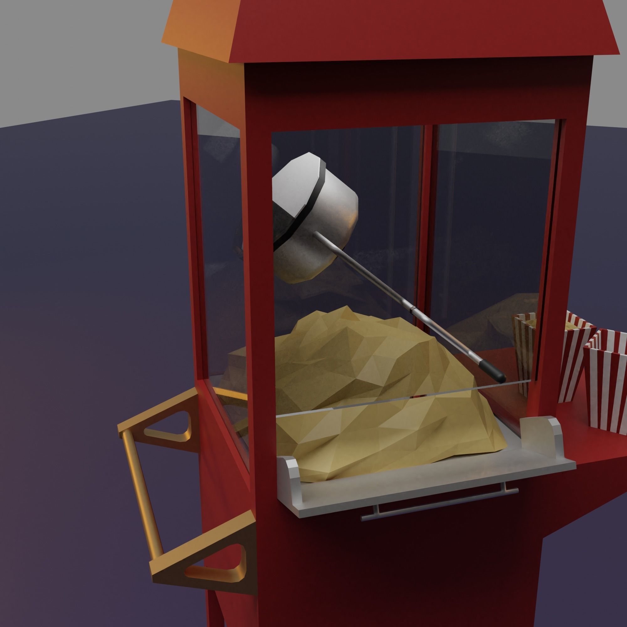 Cinema movie theater building Low-poly 3D model_17