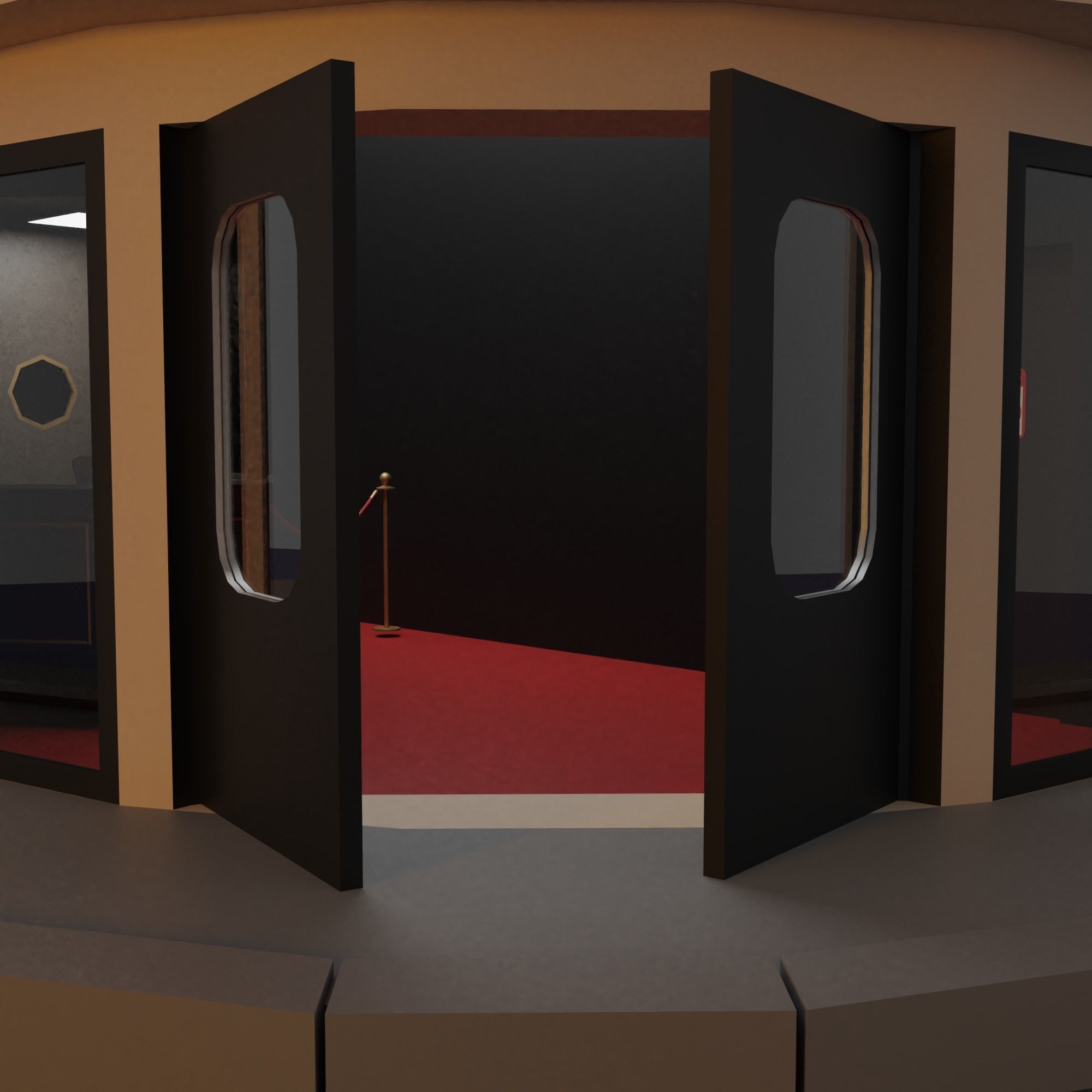 Cinema movie theater building Low-poly 3D model_8