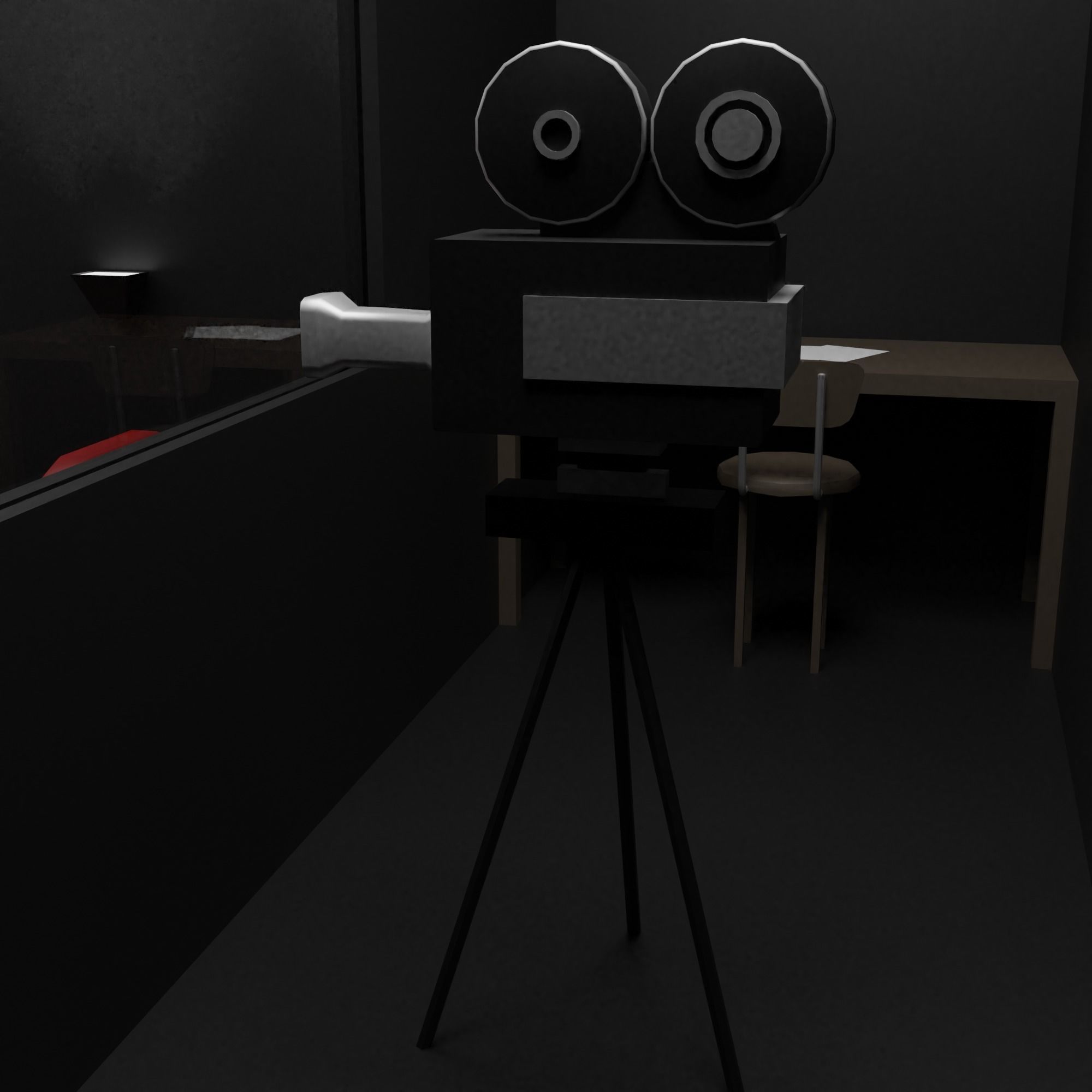 Cinema movie theater building Low-poly 3D model_26