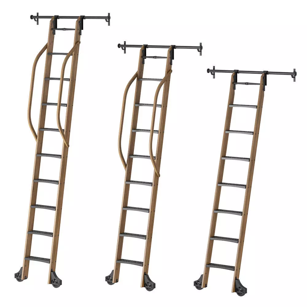 Custom Service Hardware Sliding Hook Library Ladder 3D model