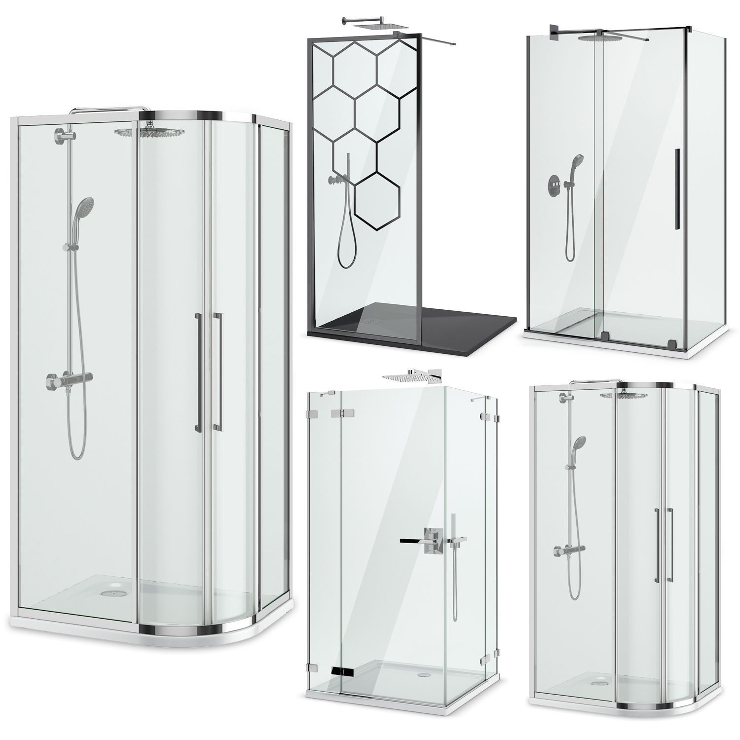 Showers Radaway and West One Bathrooms and Ideal set 122 3D model_1